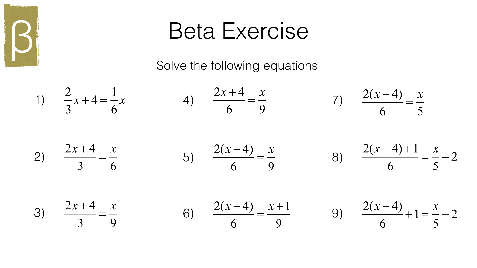 A24b – Solving linear equations in one unknown algebraically where Throughout Equations With Fractions Worksheet