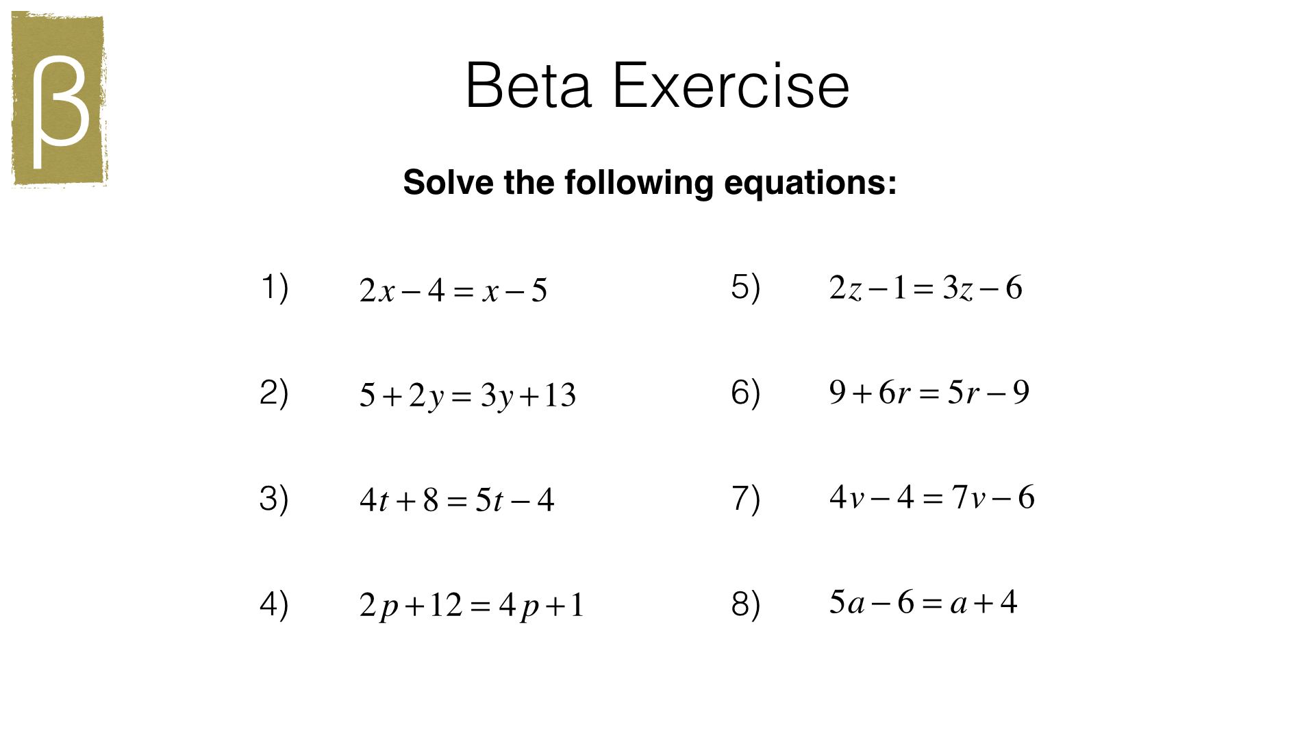 A23b – Solving linear equations in one unknown algebraically where Pertaining To Simplifying Linear Expressions Worksheet
