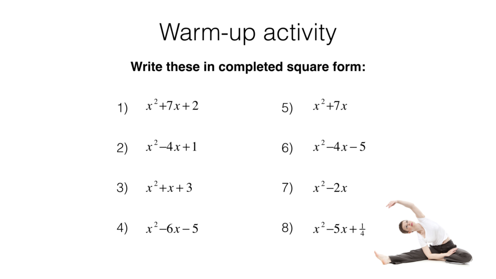 A18b – Solving quadratic equations by completing the square – BossMaths.com