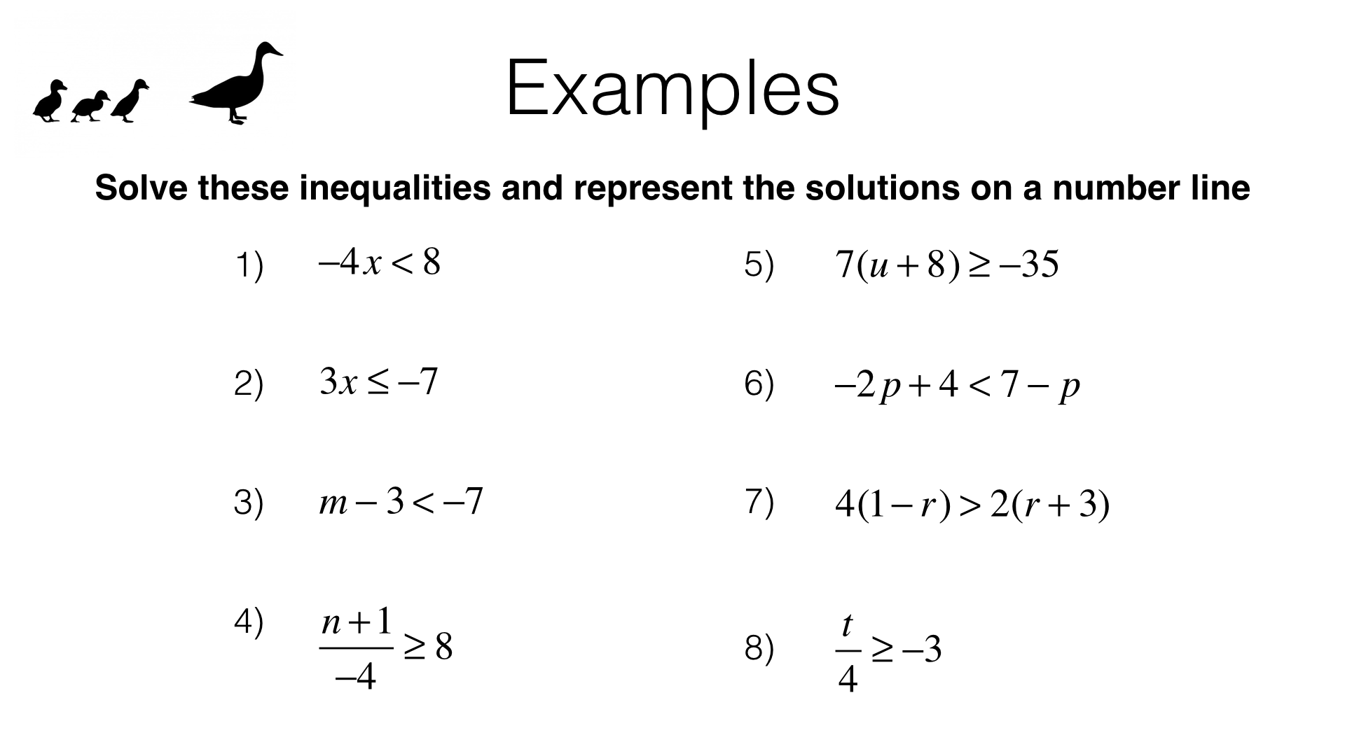 A11a – Solving linear inequalities in one variable – BossMaths.com With Solve Linear Inequalities Worksheet
