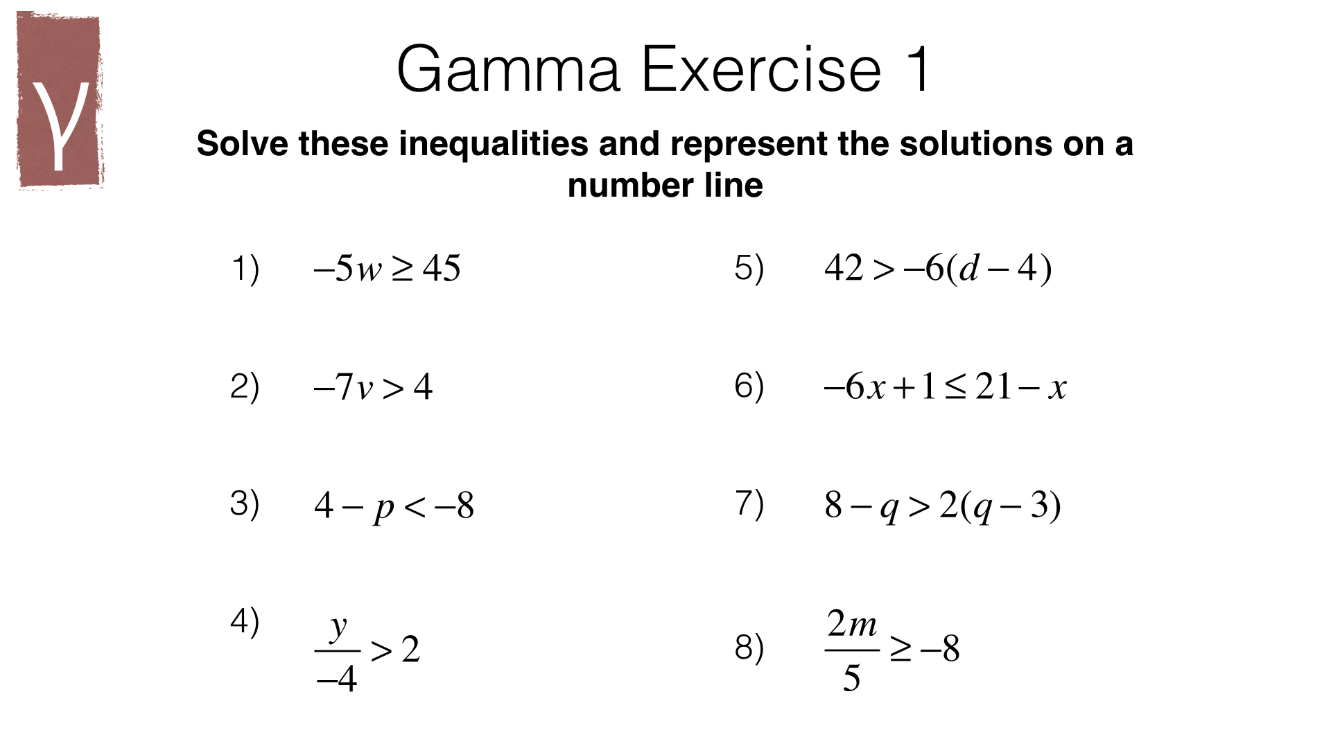 A23a – Solving linear inequalities in one variable – BossMaths.com Regarding Solving Linear Inequalities Worksheet