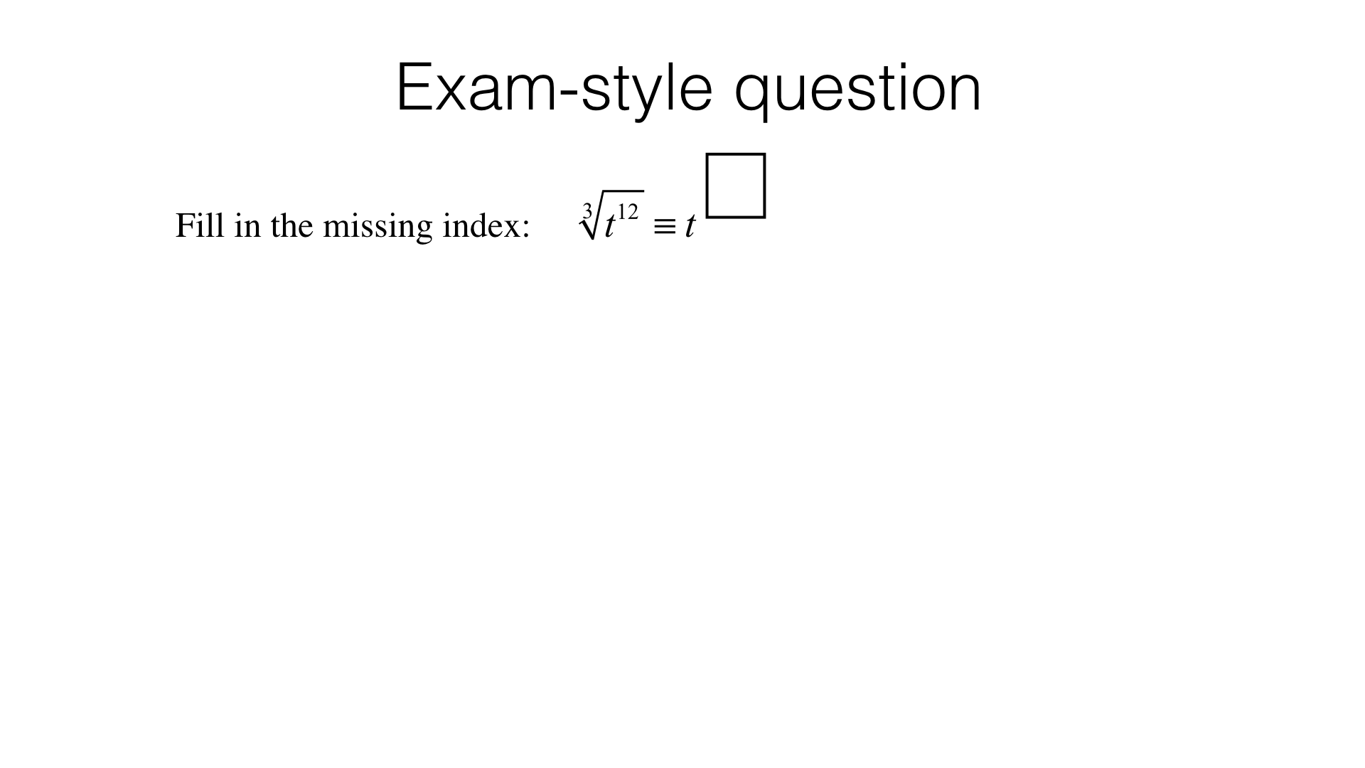 A4i – Index laws and solving equations involving indices – BossMaths.com