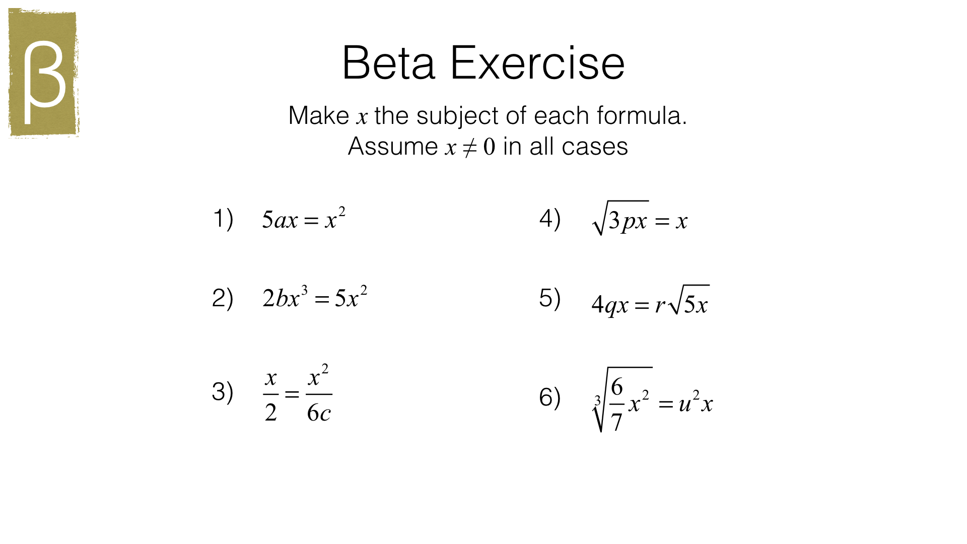A5a – Rearranging formulas to change the subject – BossMaths.com