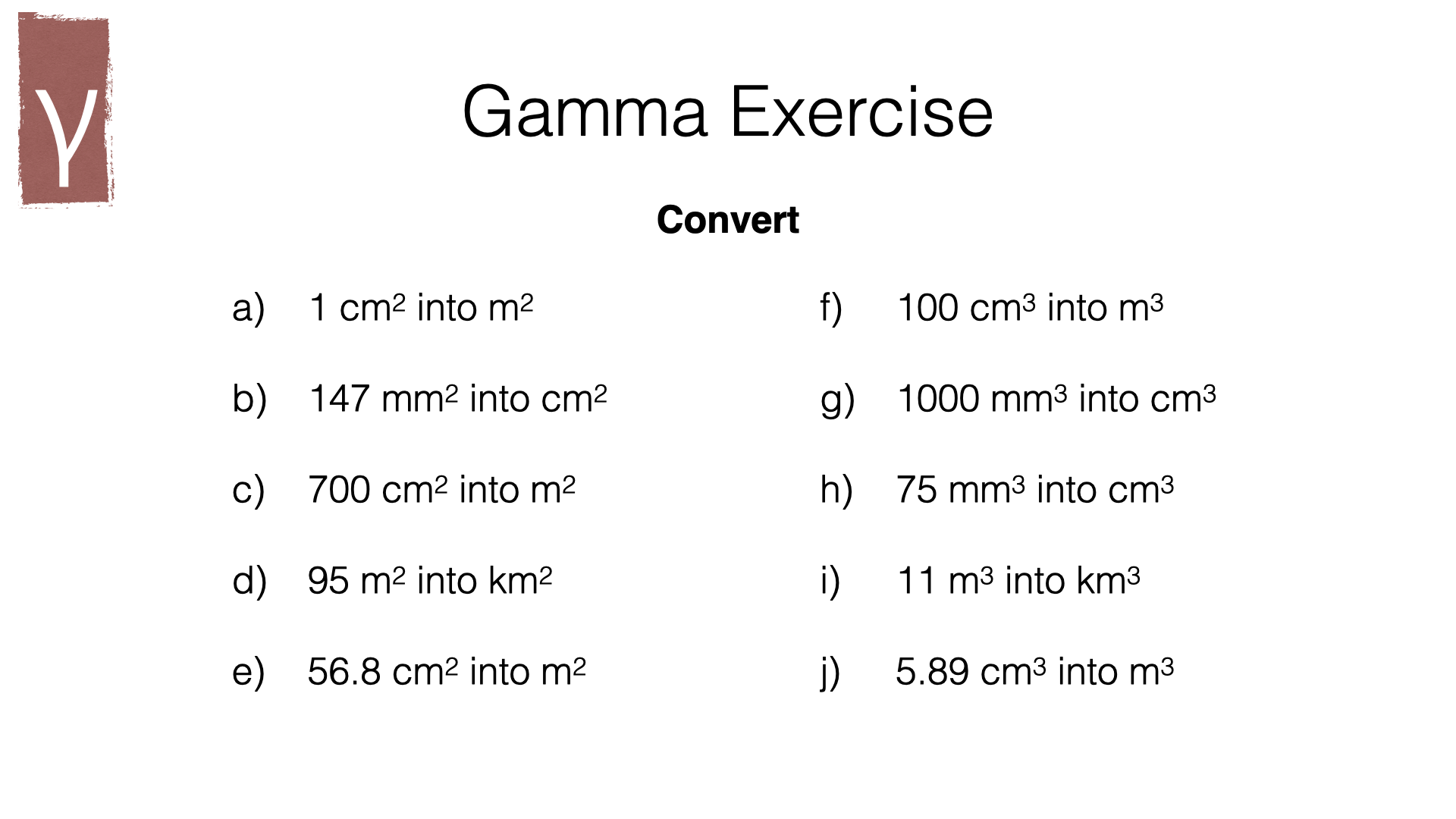 converting units of area and volume