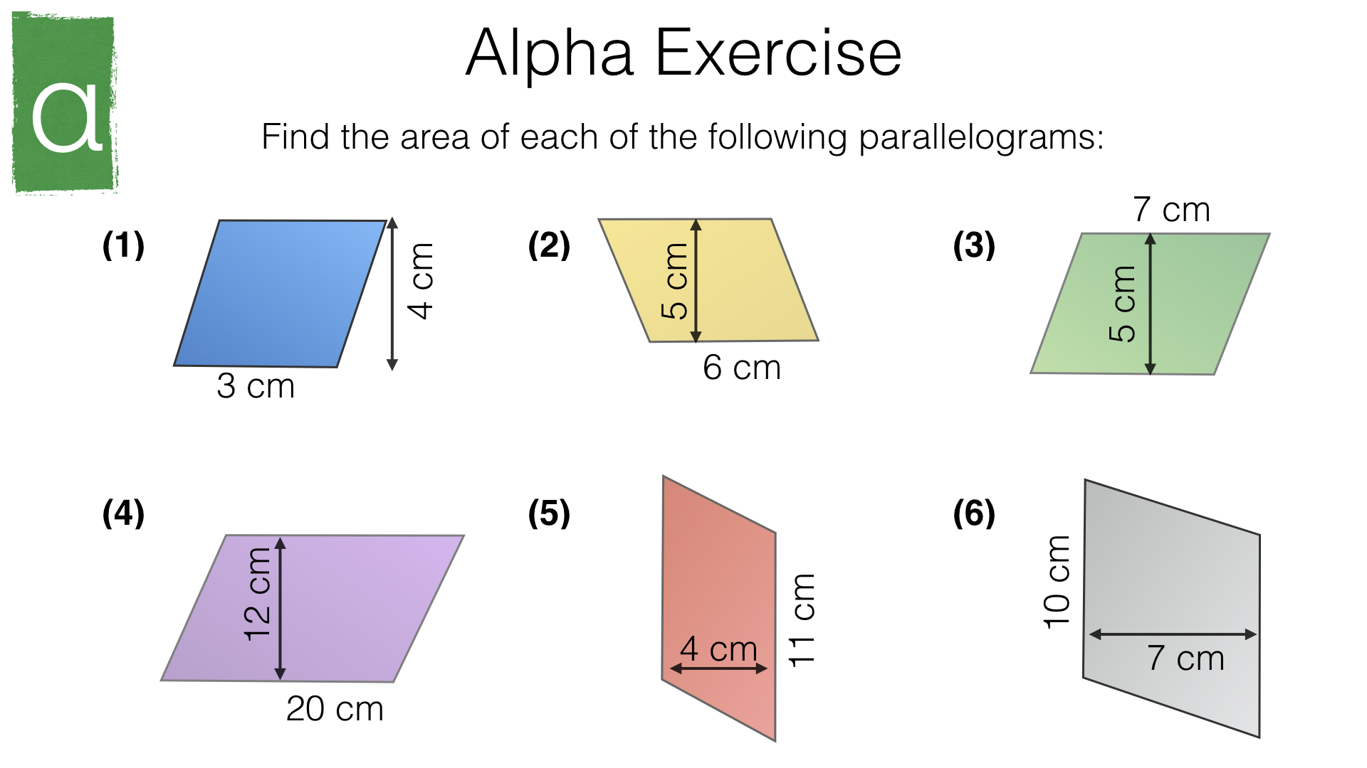 G23b – Area of a parallelogram – BossMaths.com In Area Of Parallelogram Worksheet