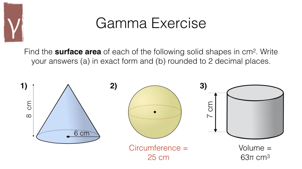 G17h – Surface area of cylinders, spheres, and cones – BossMaths.com