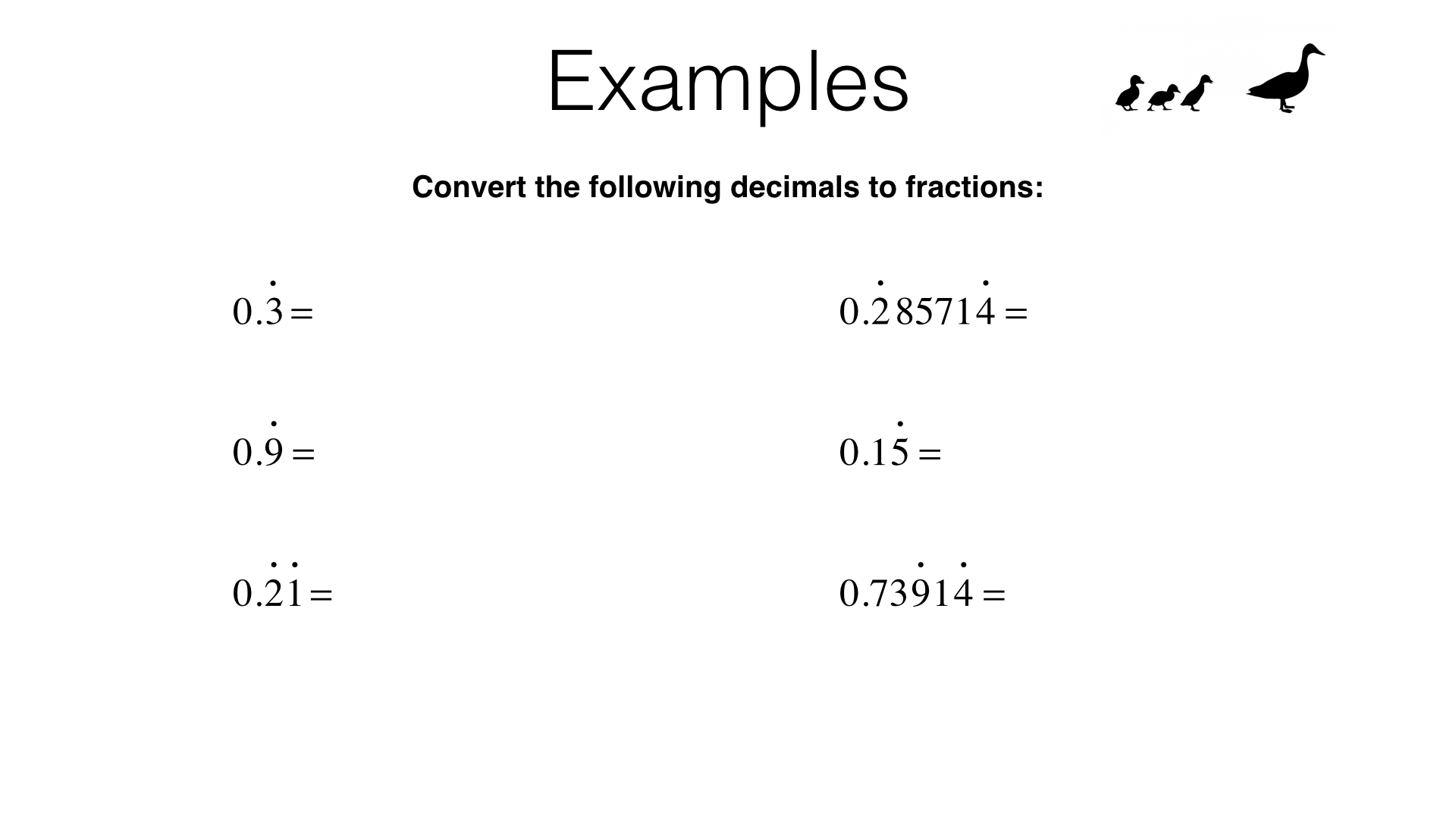 N24b – Converting recurring decimals into fractions and vice versa Pertaining To Repeating Decimals To Fractions Worksheet