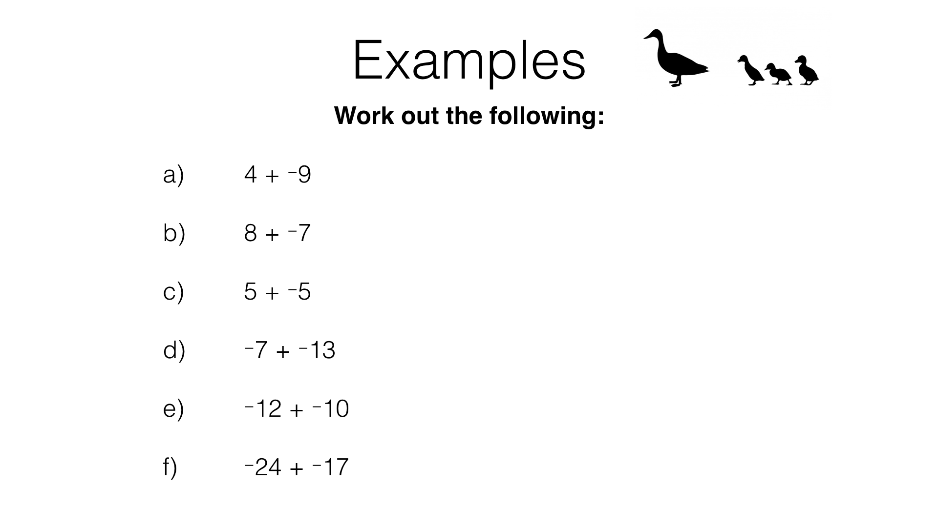 n2e applying the four operations to negative numbers bossmaths com