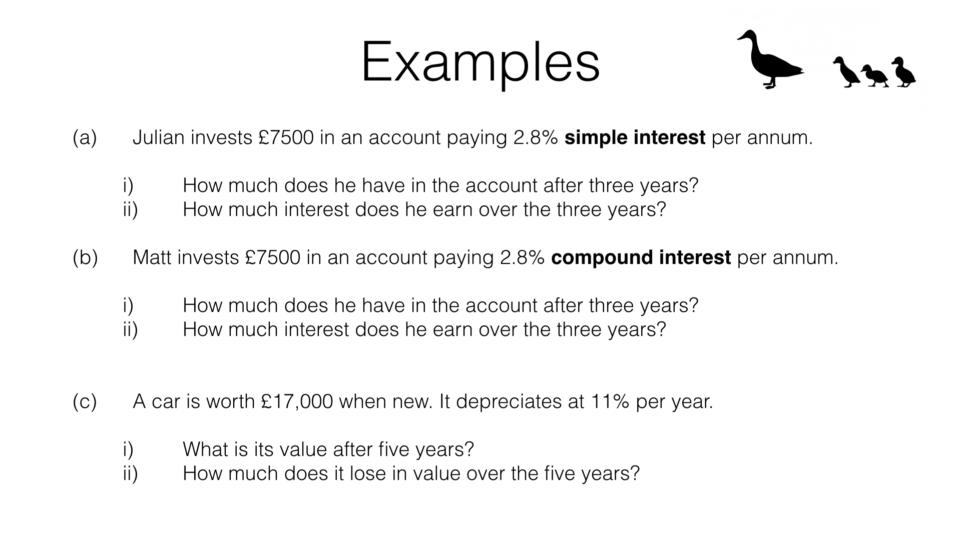R11a – Growth and decay problems – BossMaths.com With Regard To Simple And Compound Interest Worksheet