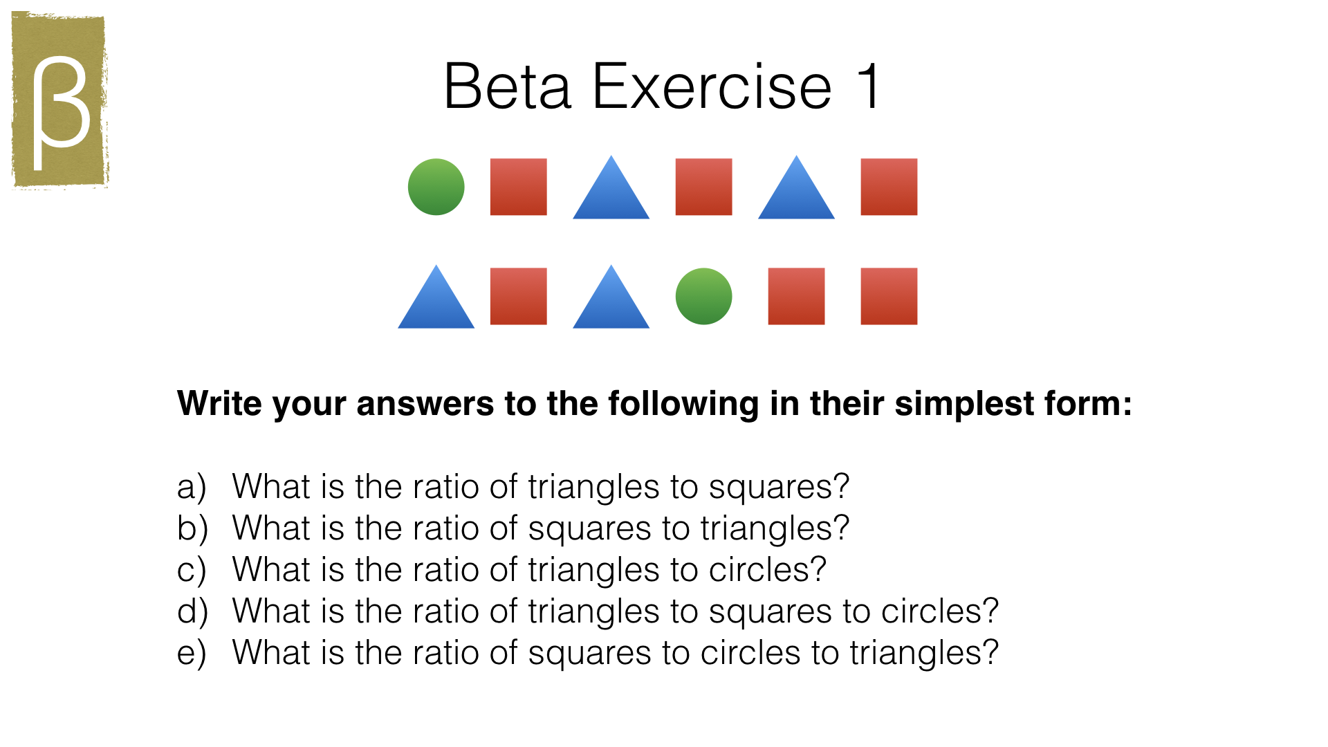 r4a using ratio notation and reducing ratios to simplest form